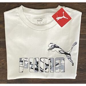 Puma Men's Size Medium Splash Logo T-Shirt Crew Neck Short Sleeve White NEW